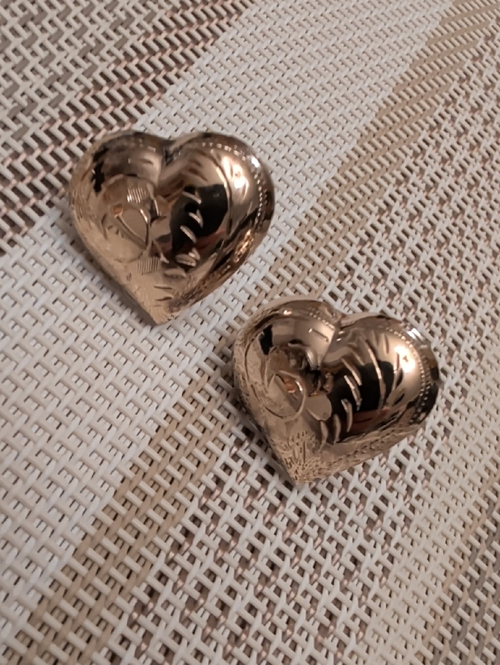 Gold Heart Earrings - Sterling Silver 925